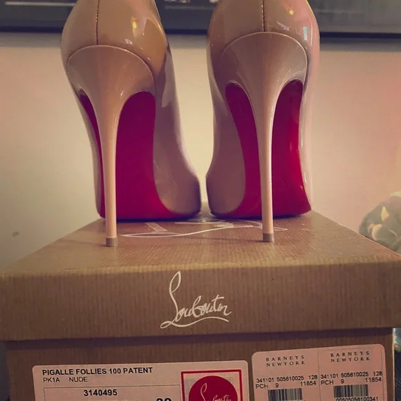 Authentic Louboutin !Pigalle Follies Patent Nude! - Picture 1 of 5